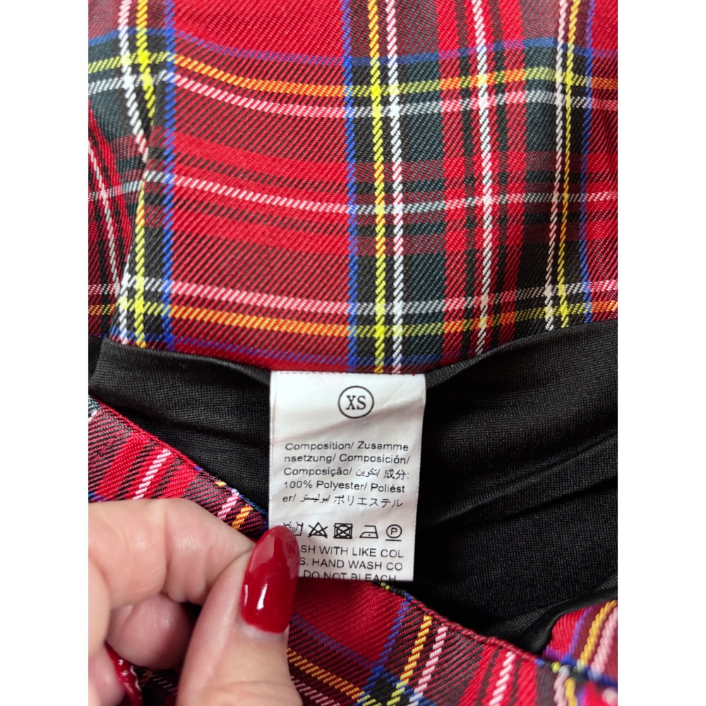 Y2K Red Plaid Pleated Mini Skirt XS | Bratz Clueless Schoolgirl Tartan Punktz - Picture 4 of 9